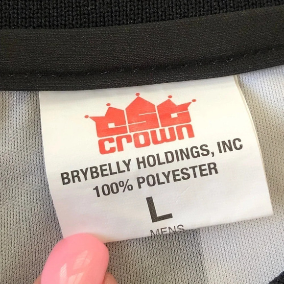 Crown Mens Large Striped Referee Polo Quarter Zip Up Shirt Umpire Sports Costume - Picture 6 of 8